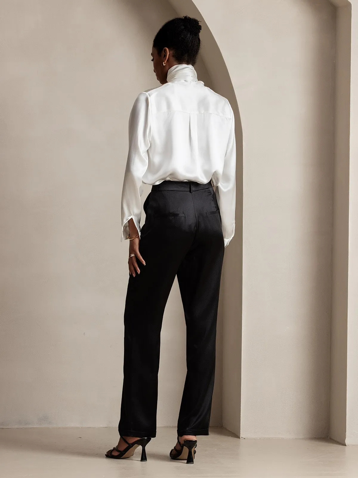 19Momme Silk Timeless Classic Straight Suit Pants