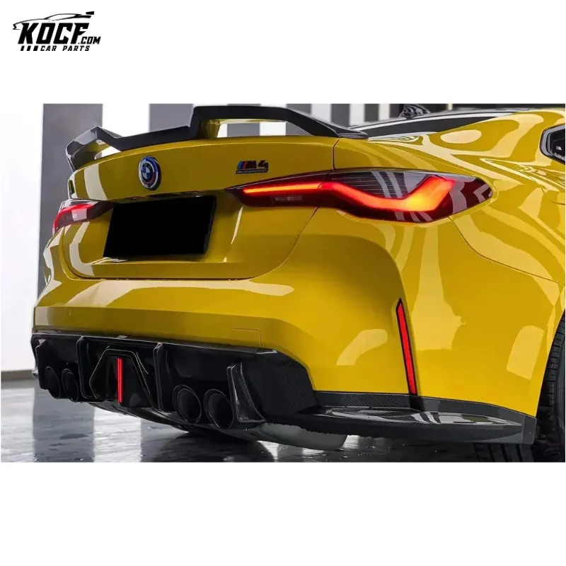 2021  Dry Carbon Rear Bumper Diffuser With LED Light High Quality For BMW G80 G82 G83 M3 M4