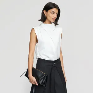 Allegra Gathered-Neck Sleeveless Blouse