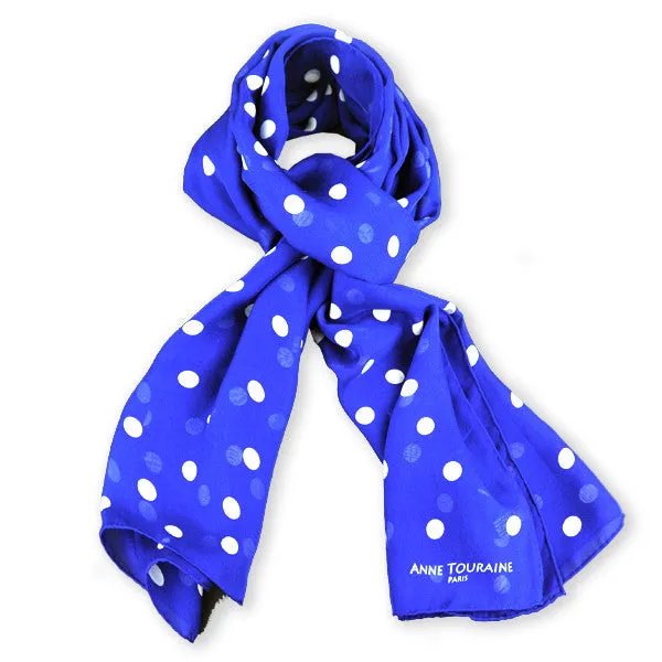 BLUE POLKA DOT SCARF - 67x26"