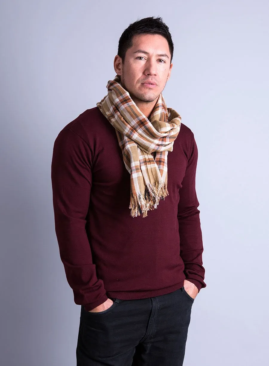 Brown Check Soft Cotton Fashion Scarf