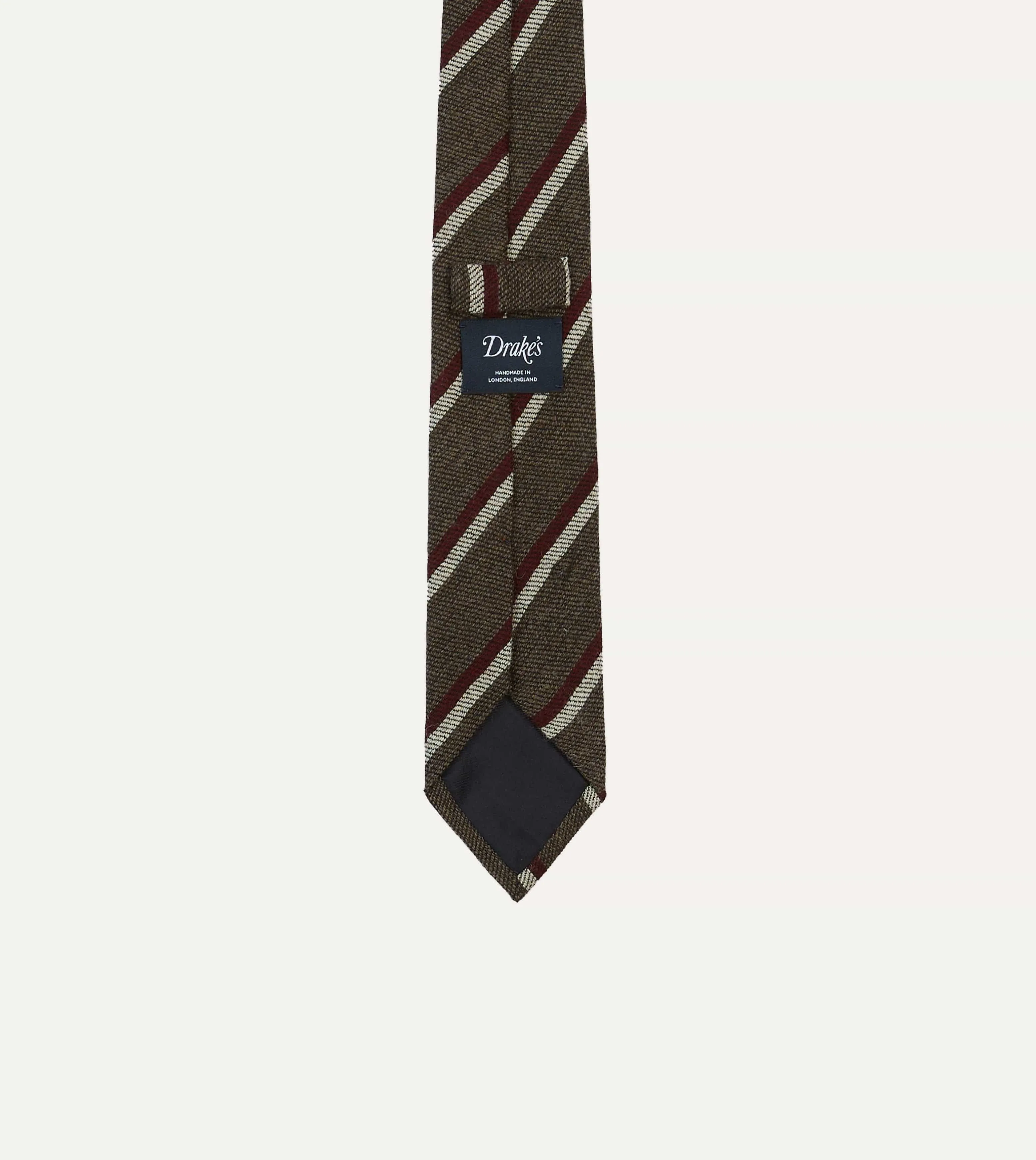 Brown, White and Red Double Stripe Tipped Wool Tie