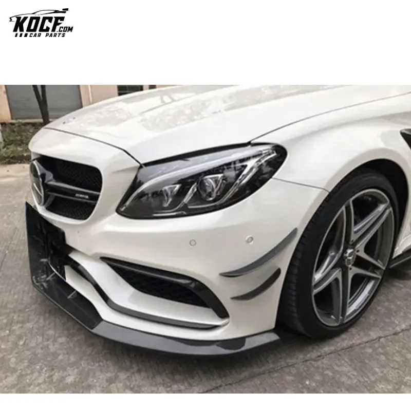 C63 w205 AMG BS style Carbon Fiber Front Bumper Canards Winglets for Mercedes Benz C63 w205 coupe