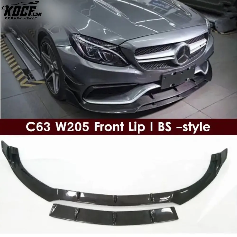 C63 w205 Front Lip BS Style carbon fiber front bumper lip splitter spoiler for Mercedes Benz C63 W205 C-class Sedan Coupe