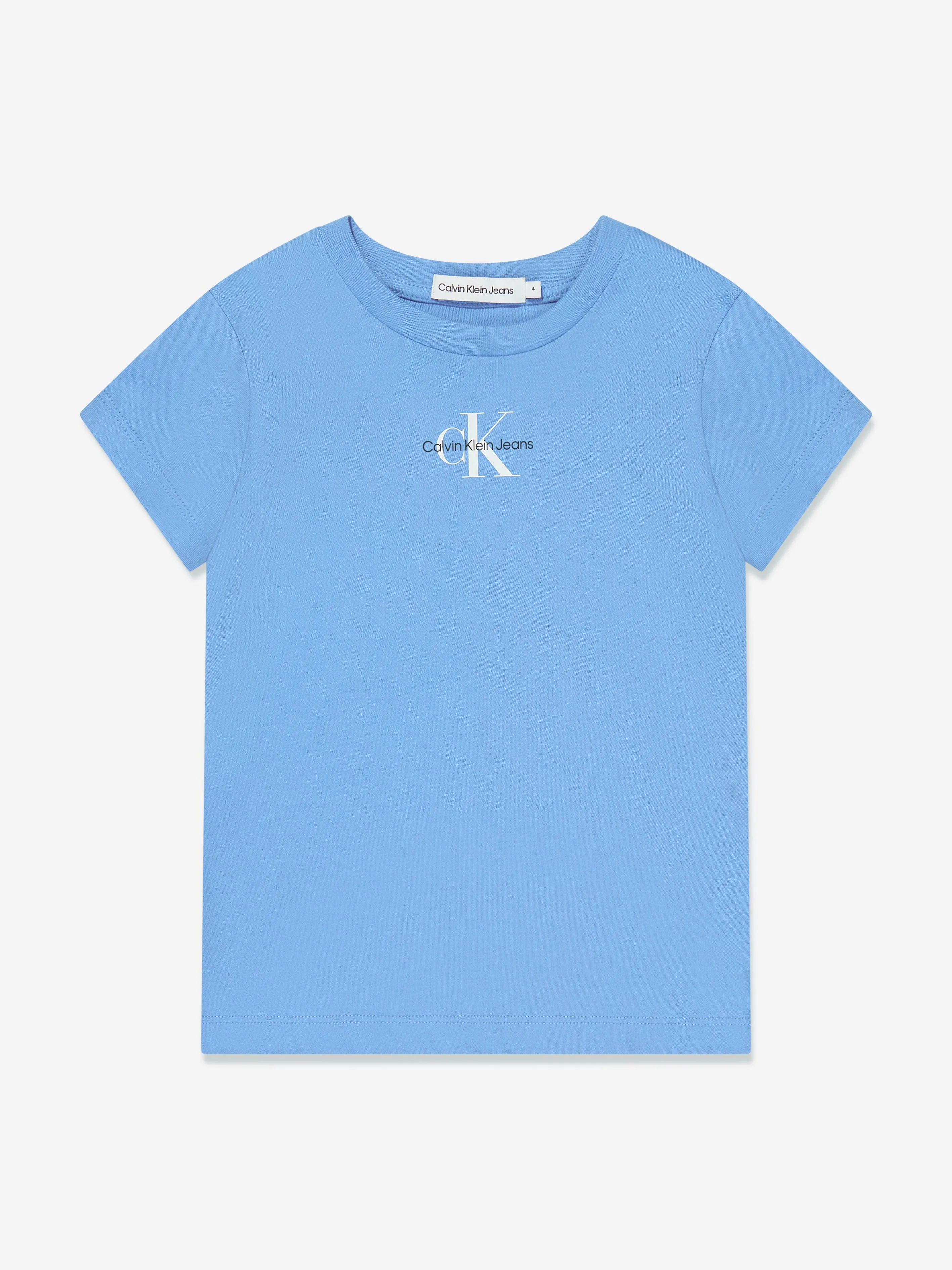 Calvin Klein Girls Micro Monogram T-Shirt in Blue