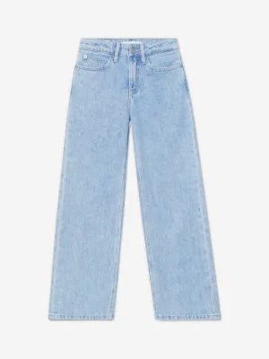 Calvin Klein Girls Wide Leg Marbled Jeans in Blue