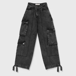 Cargo Multi-Pocket Pants - Washed Black