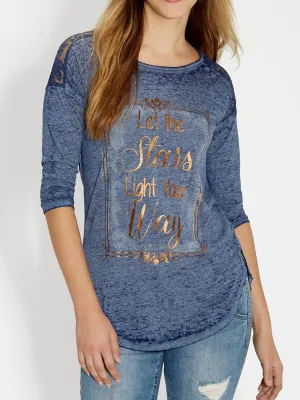 Casual Loose Half Sleeve Round Neck Print Top T-Shirt