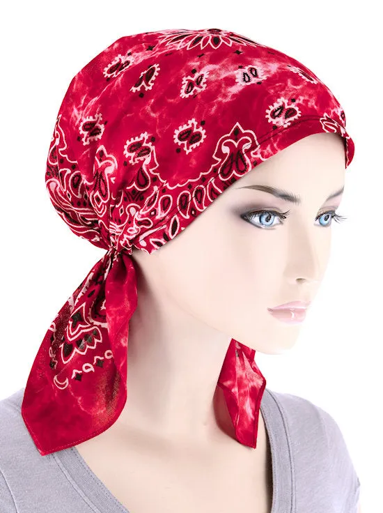 CE-BDNASCARF-TIEDYERED#Bandana Scarf in Tie-Dye Red