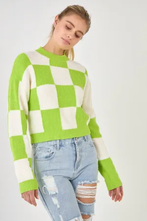 Checkerboard Knit Sweater