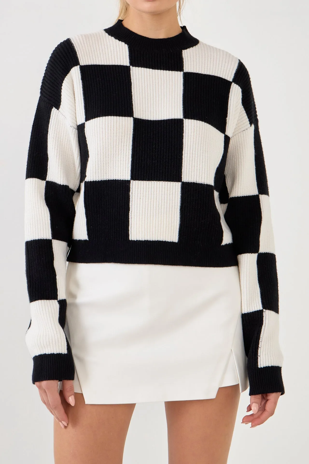 Checkerboard Knit Sweater