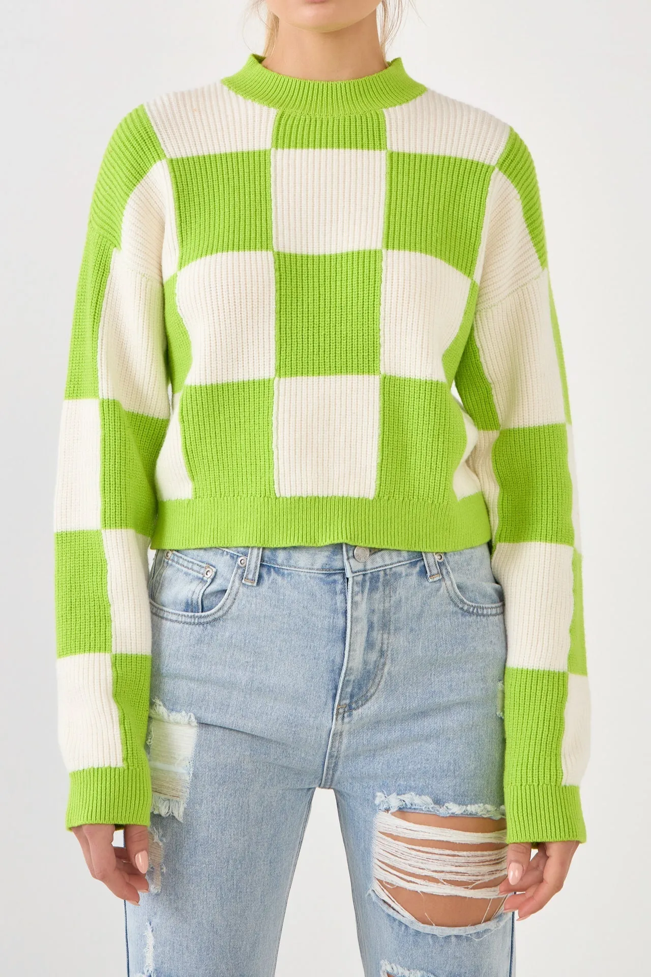 Checkerboard Knit Sweater