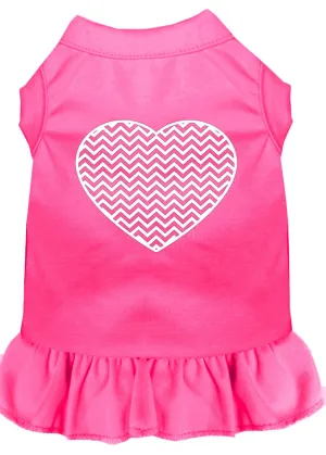 Chevron Heart Screen Print Dress Bright Pink Sm (10)