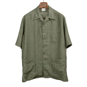 Chiringuito beach shirt in olive green lightweight linen