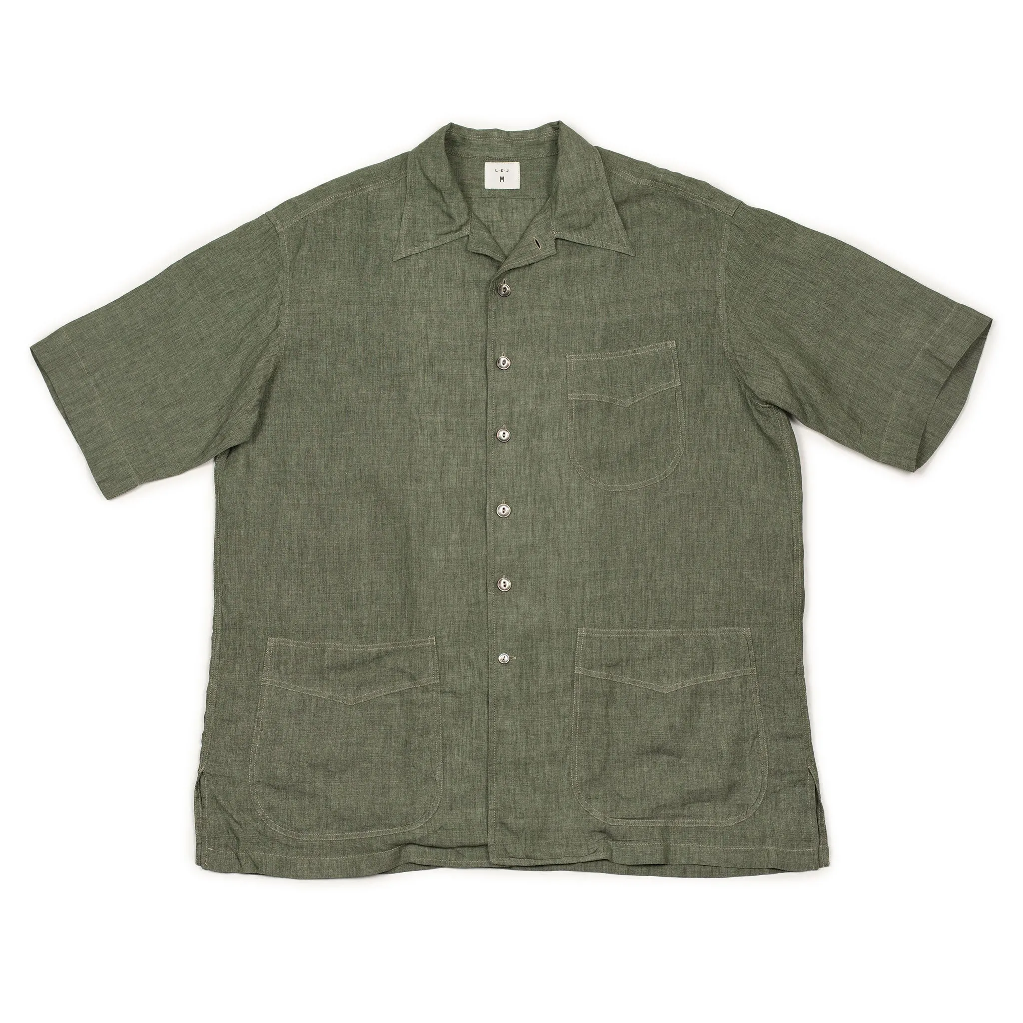 Chiringuito beach shirt in olive green lightweight linen