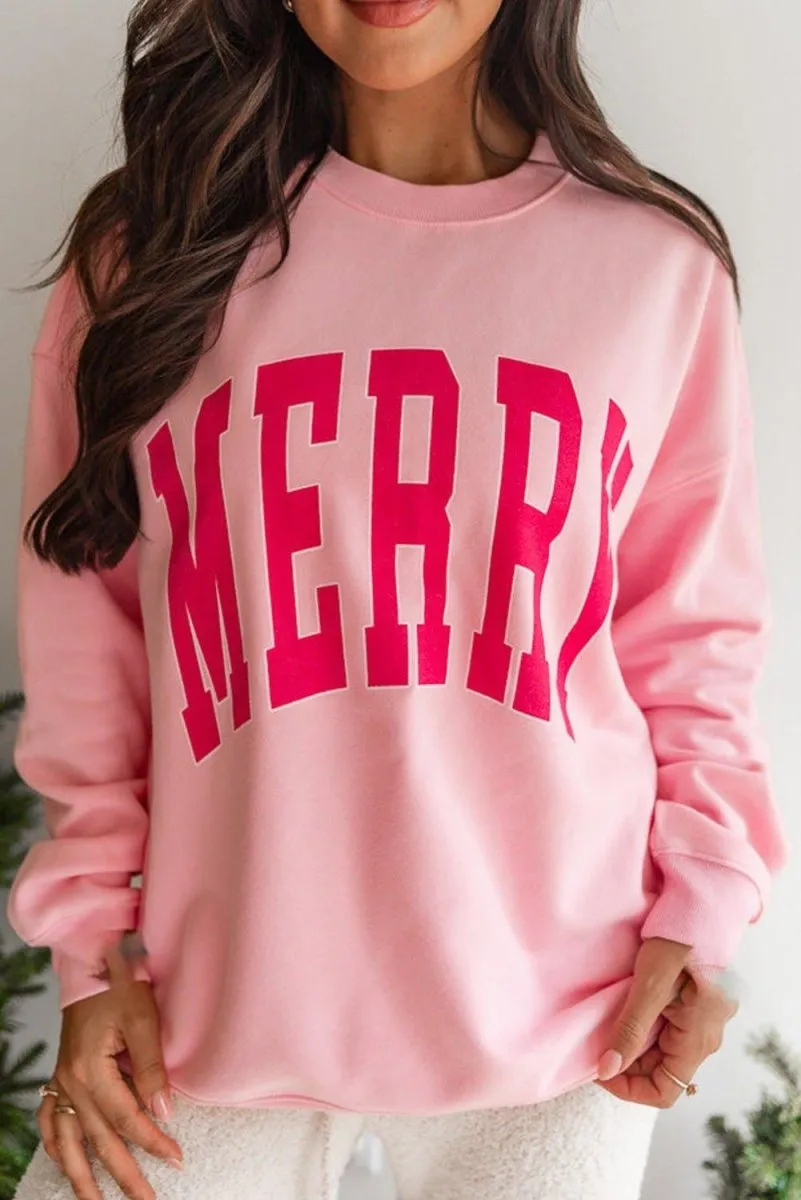 Christmas Pink MERRY Sweatshirt