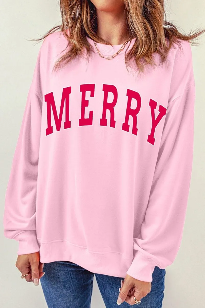 Christmas Pink MERRY Sweatshirt