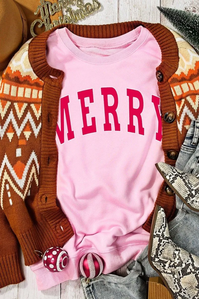 Christmas Pink MERRY Sweatshirt