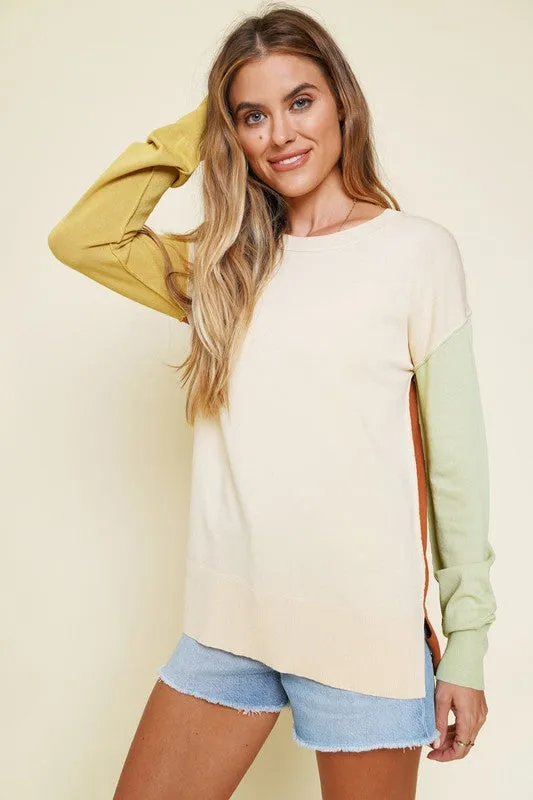 Color Block Pullover Sweater