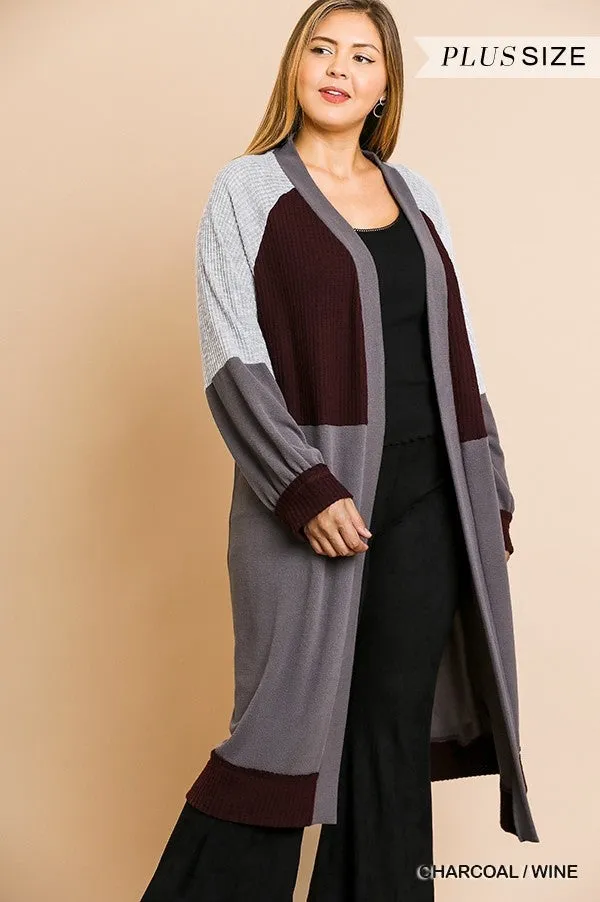 Color Block Ribbed Sweater Cardigan