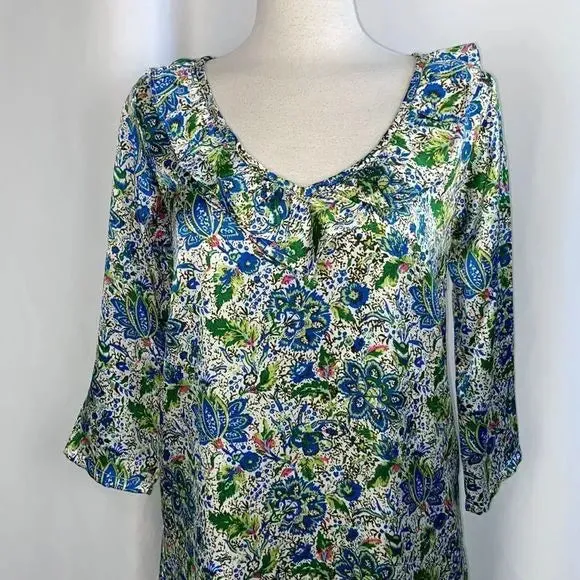 Compania Fantastica NWT Floral Print w/ ruffle neck Dress