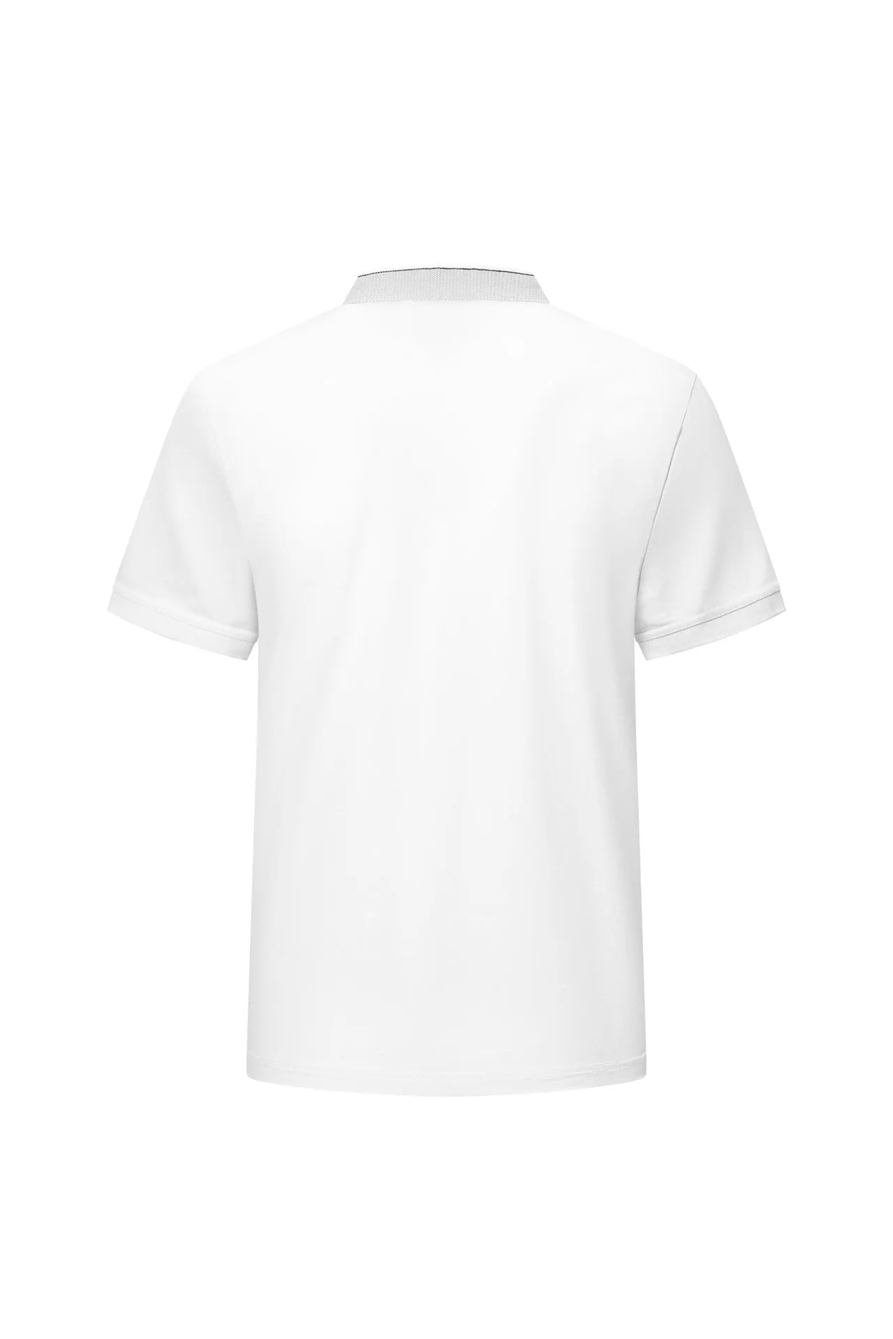 Contrast Seam Stand Collar Mercerized Cotton Pique Polo