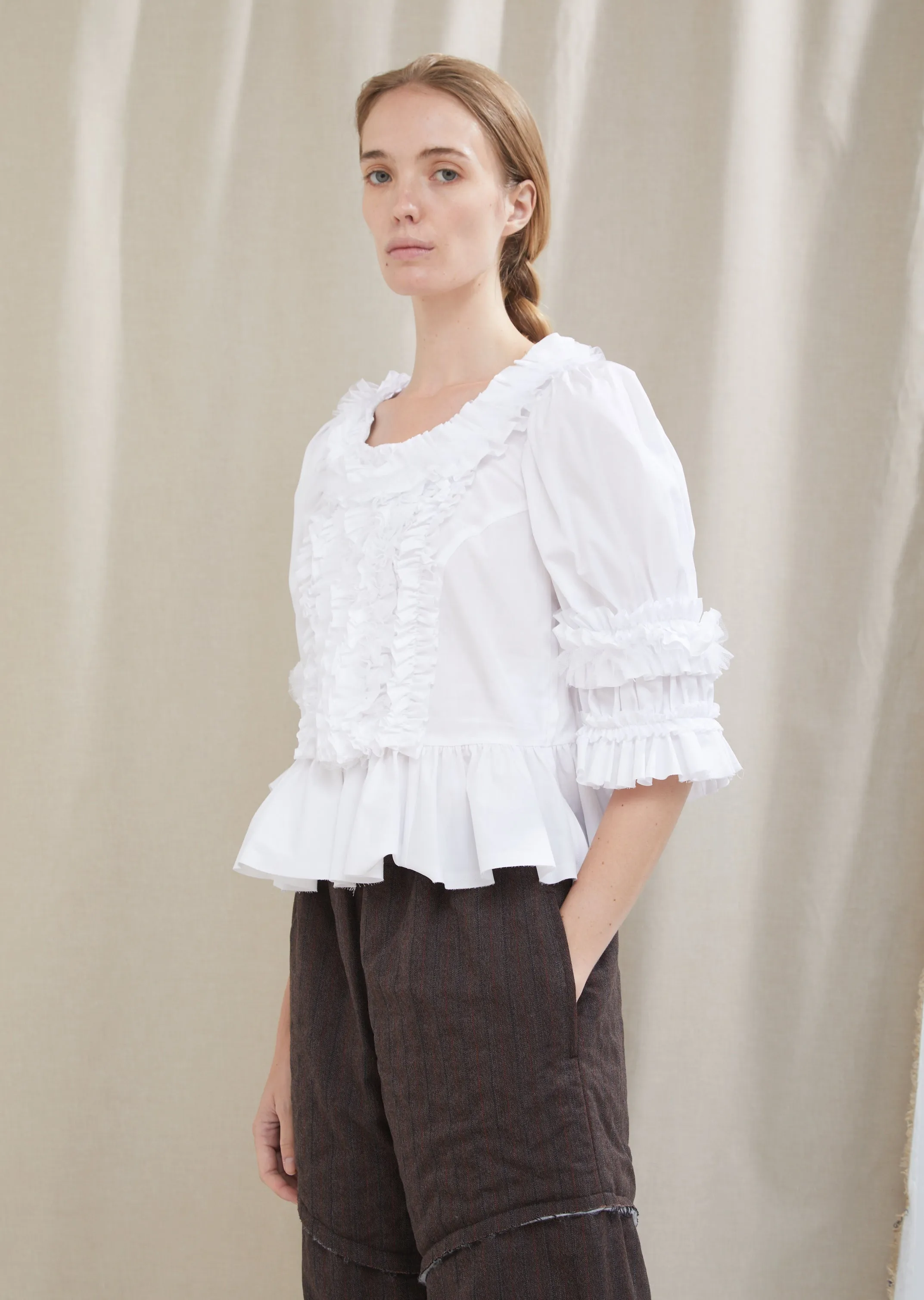 Cotton Broad Ruffle Top