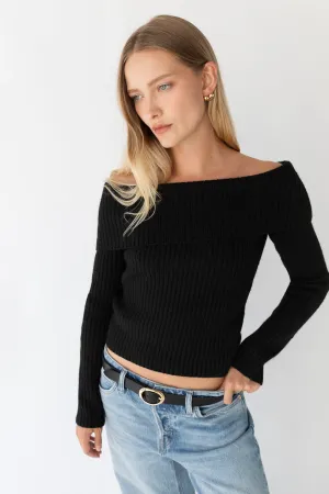 CROPPED OFF THE SHOULDER SWEATER