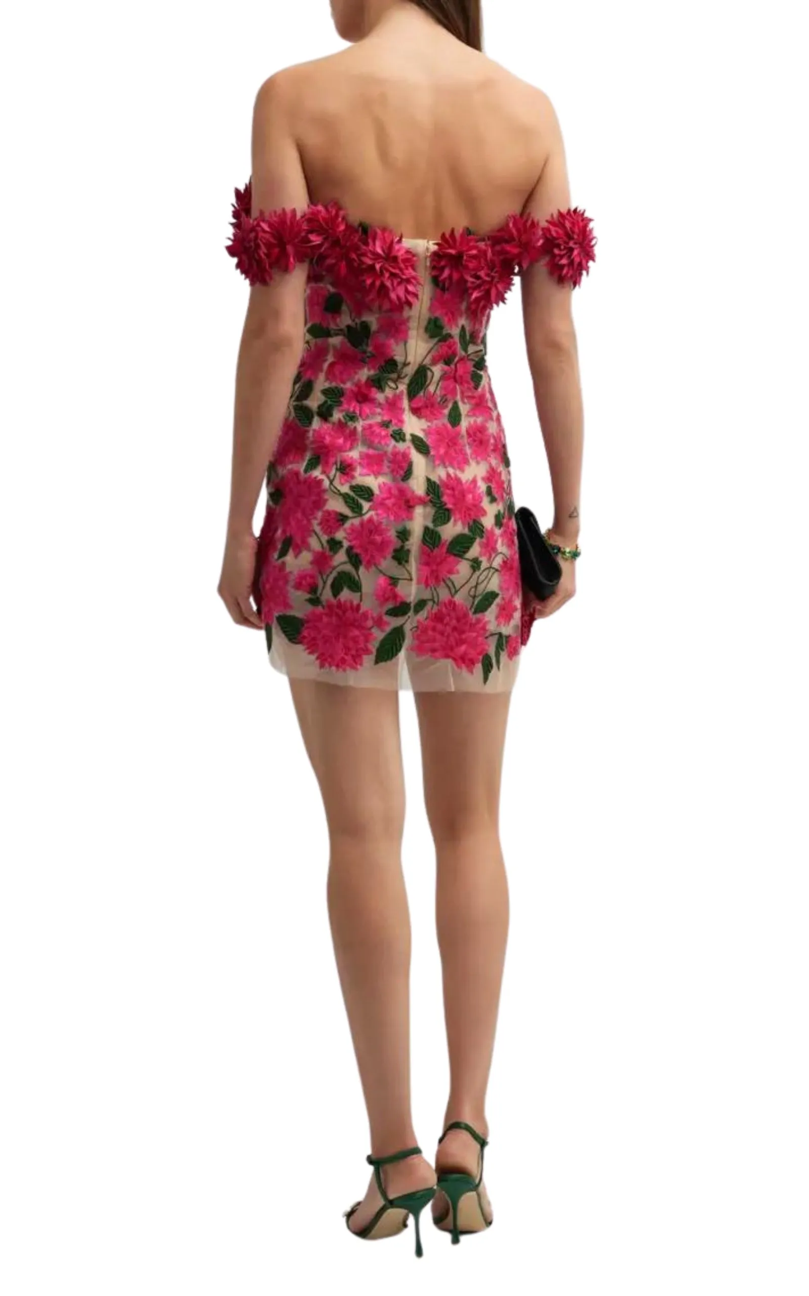 Dahlia Floral-appliqué Mini Dress