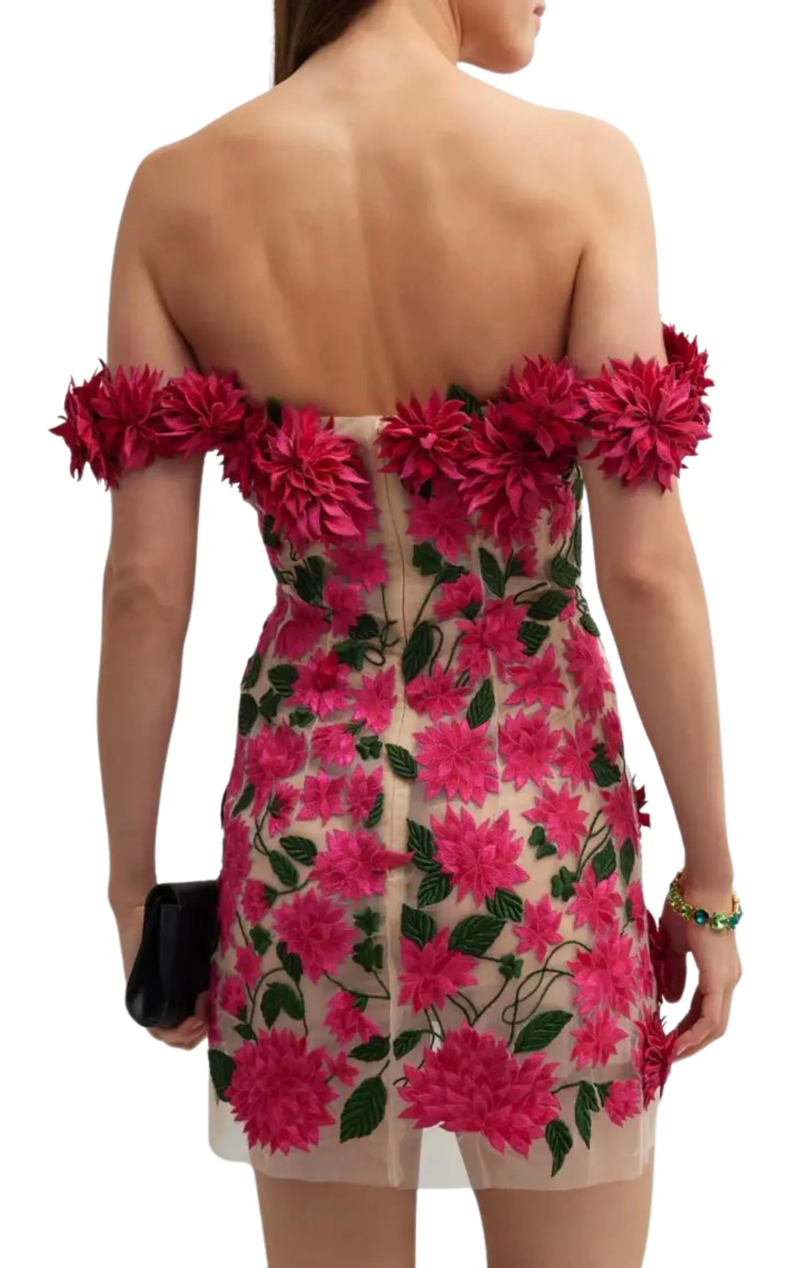 Dahlia Floral-appliqué Mini Dress