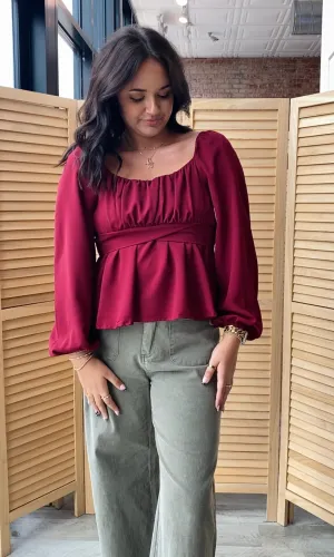 Darling Days Blouse | Burgundy