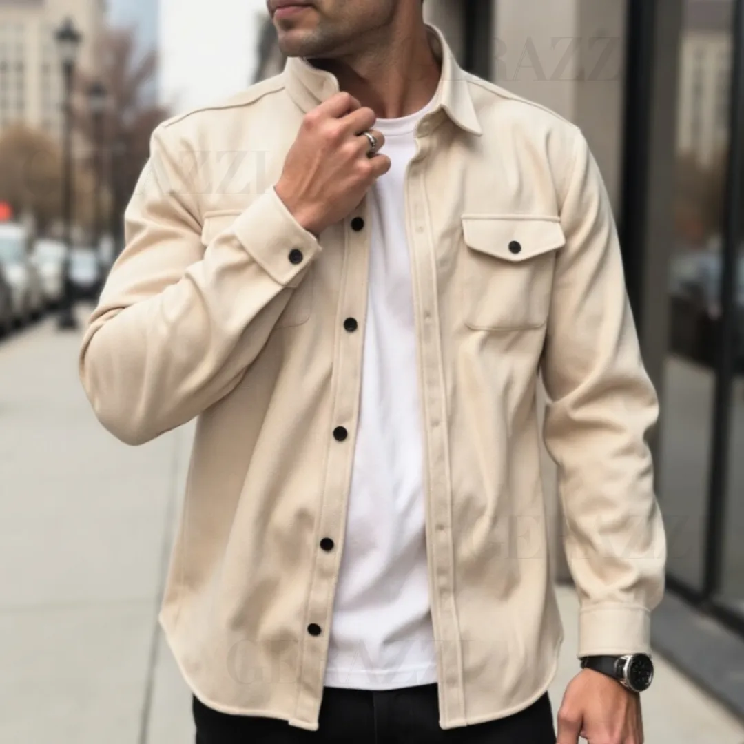 David™ | Stylish slim-fit jacket in soft brushed cotton blend