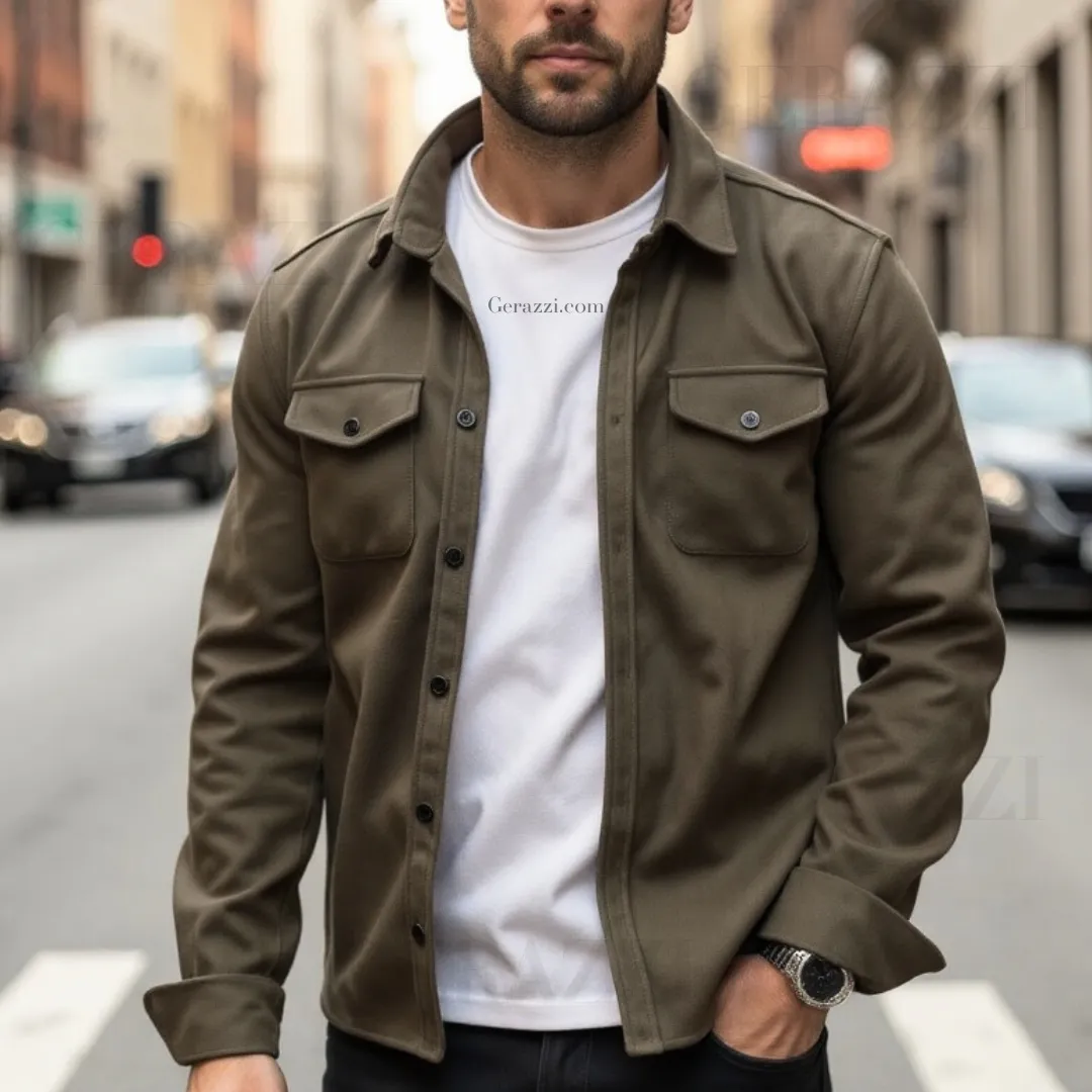 David™ | Stylish slim-fit jacket in soft brushed cotton blend