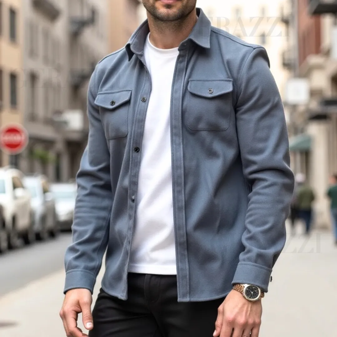 David™ | Stylish slim-fit jacket in soft brushed cotton blend