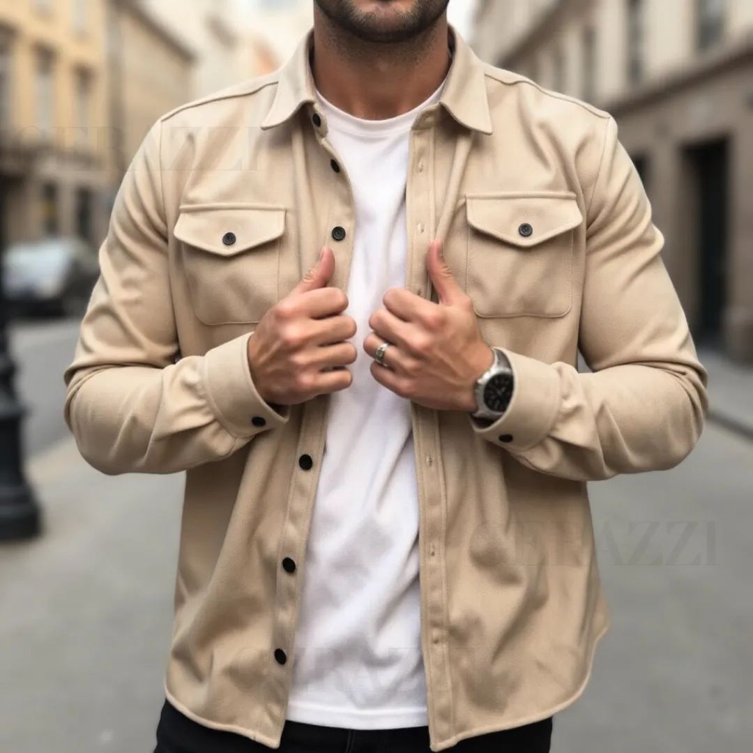 David™ | Stylish slim-fit jacket in soft brushed cotton blend