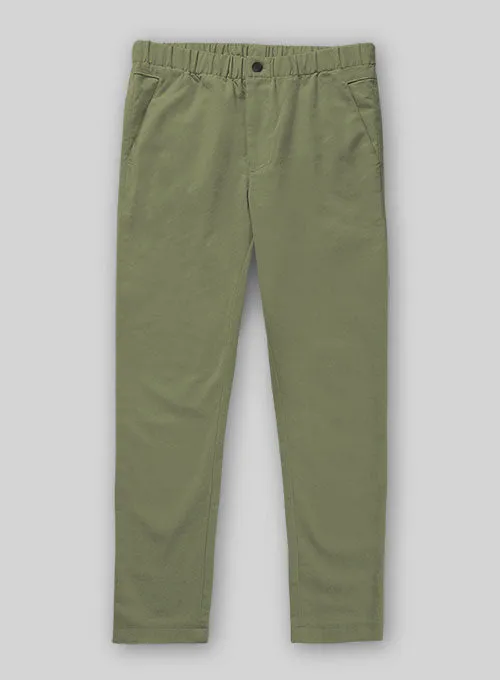 Easy Pants Green Cotton Canvas