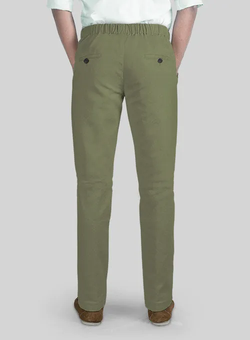 Easy Pants Green Cotton Canvas