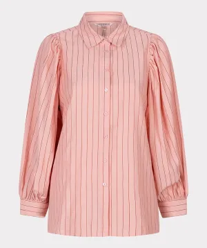 Esqualo Striped Seersucker Blouse in Cantaloupe