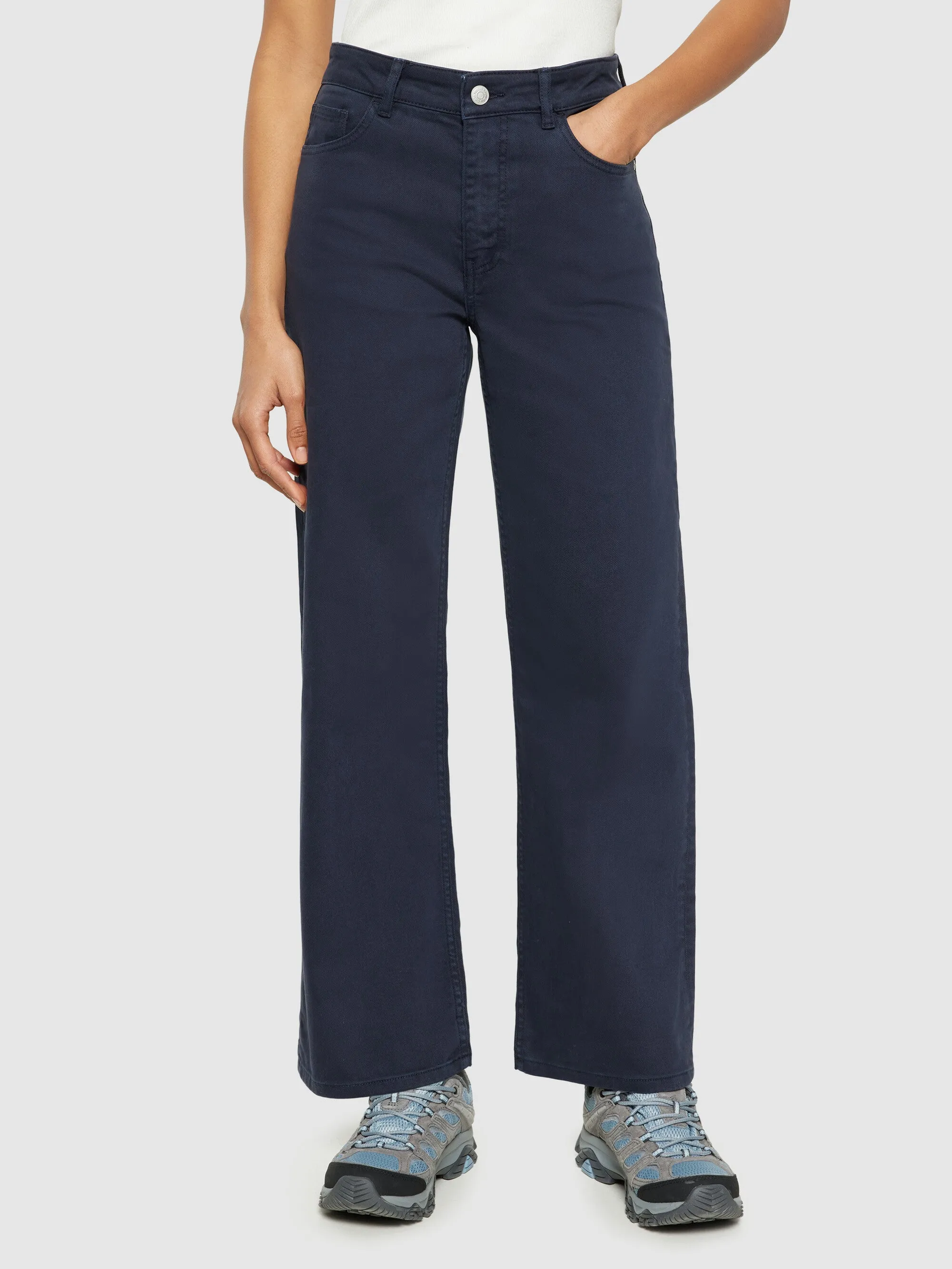 GALE straight mid-rise garment dyed twill 5-pocket pants - GOTS/Vegan - Night Sky