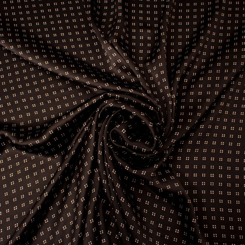 Geo Printed Black Silk Satin (A 2.50m Piece)