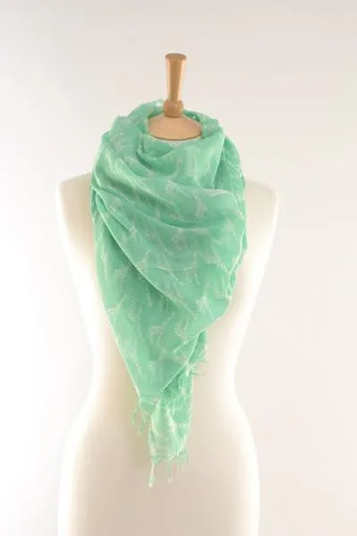 Green Giraffe Print Scarf