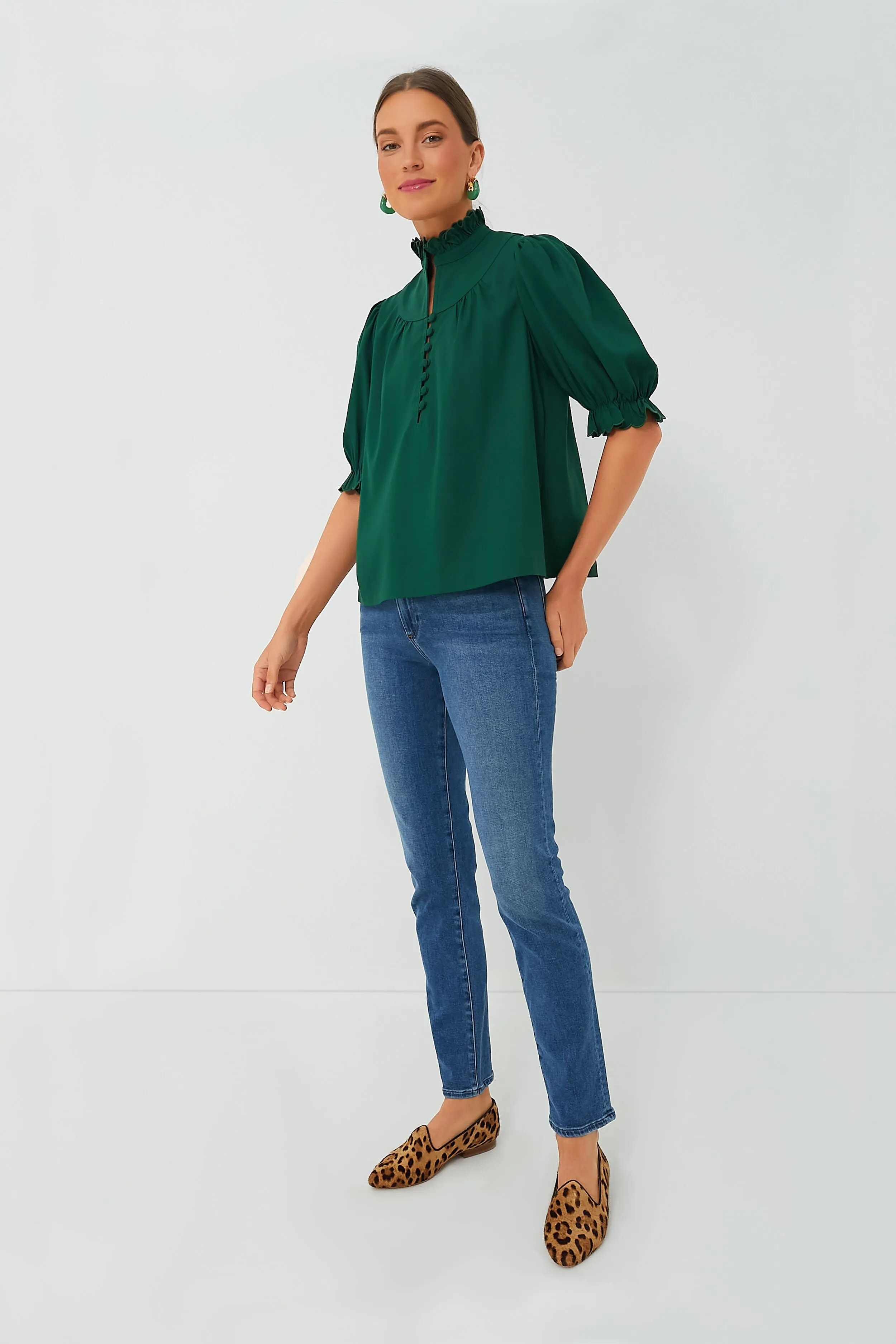 Hunter Green Selena Blouse