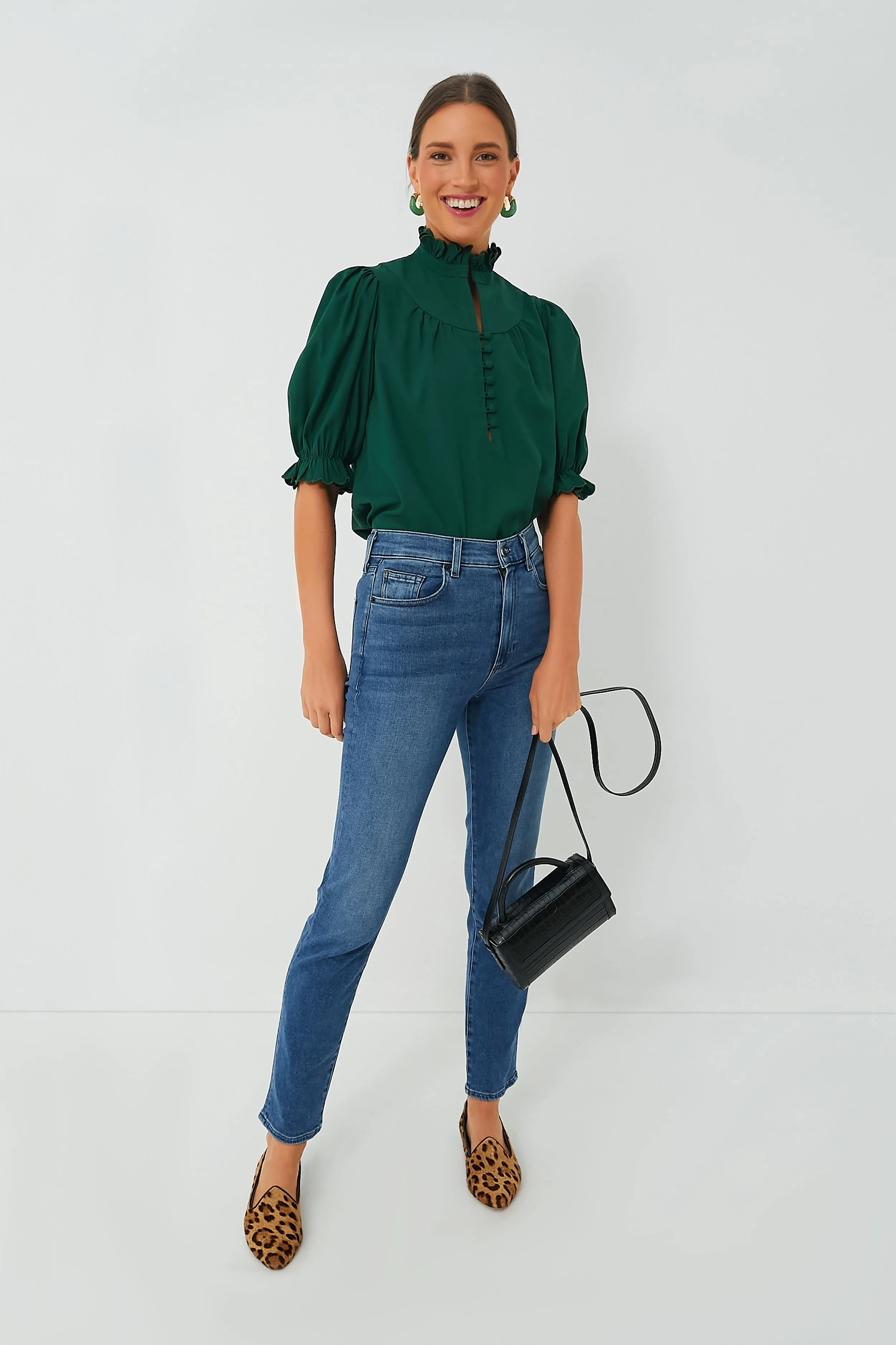 Hunter Green Selena Blouse