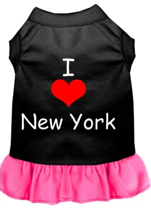 I Heart New York Screen Print Dress Black With Bright Pink Xs (8)