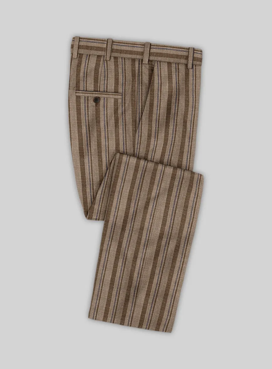 Italian Murano Omini Stripe Wool Linen Silk Pants