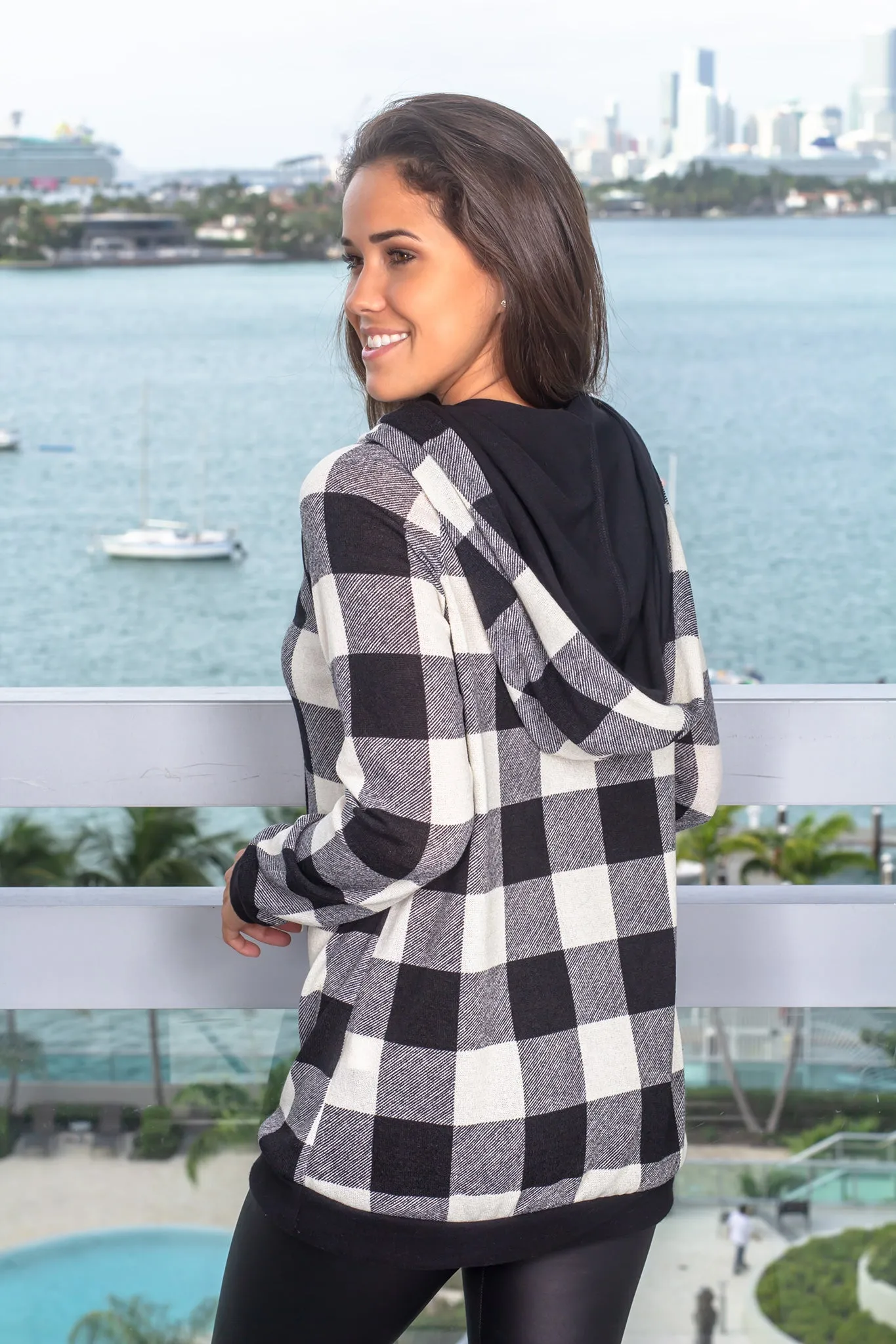 Ivory Plaid Oversized Hoodie