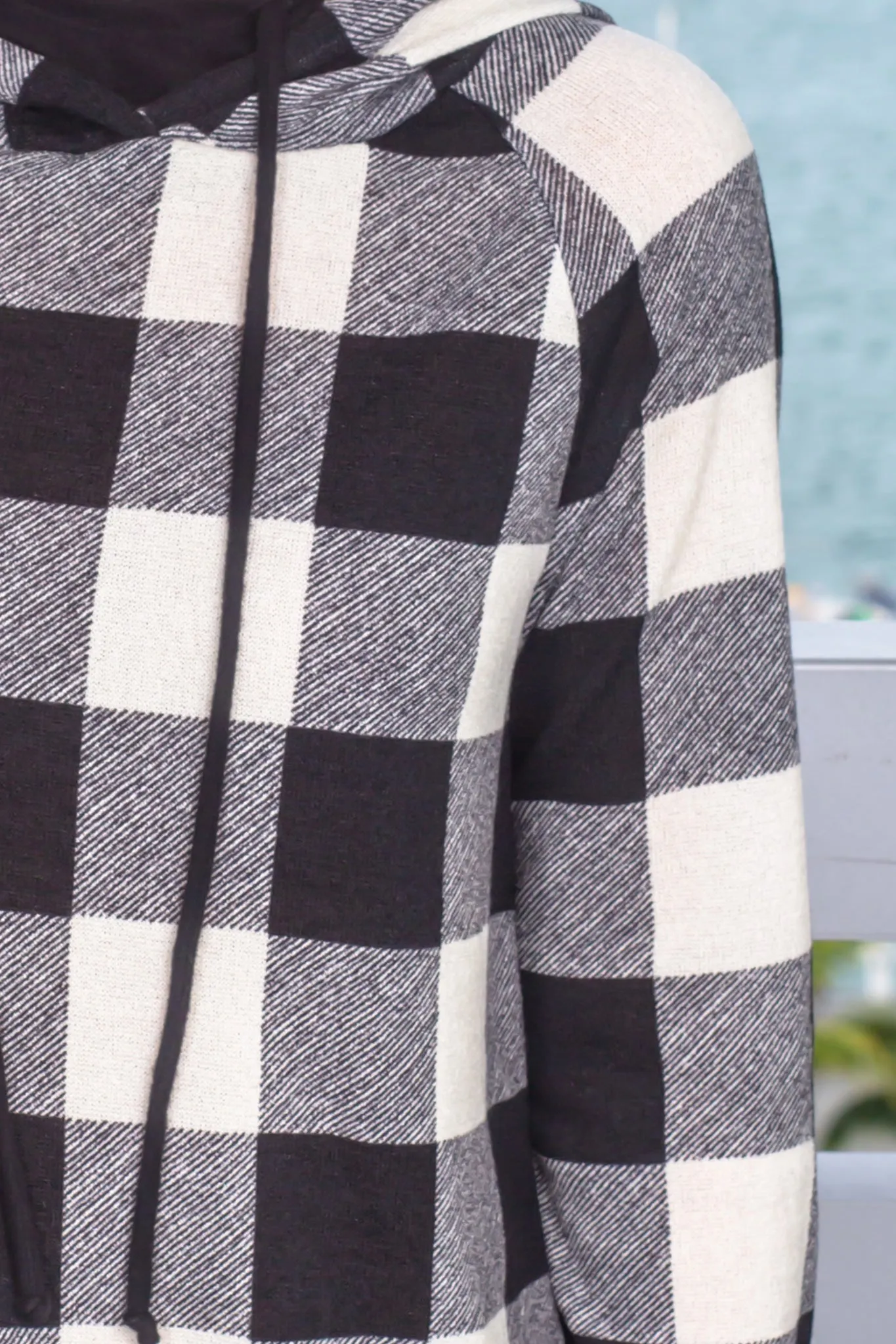 Ivory Plaid Oversized Hoodie