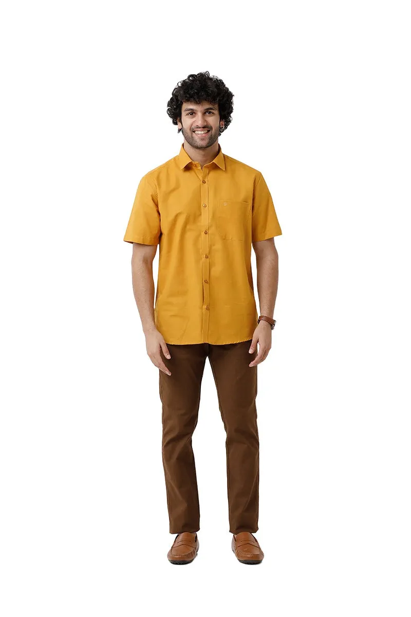 Jute Classic - Mustard Yellow Formal Shirt For Men | Ariser