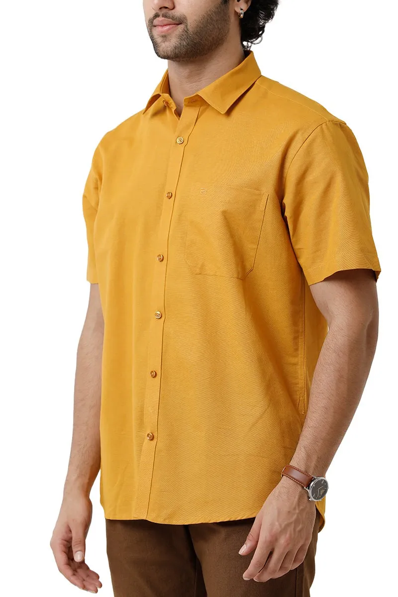 Jute Classic - Mustard Yellow Formal Shirt For Men | Ariser