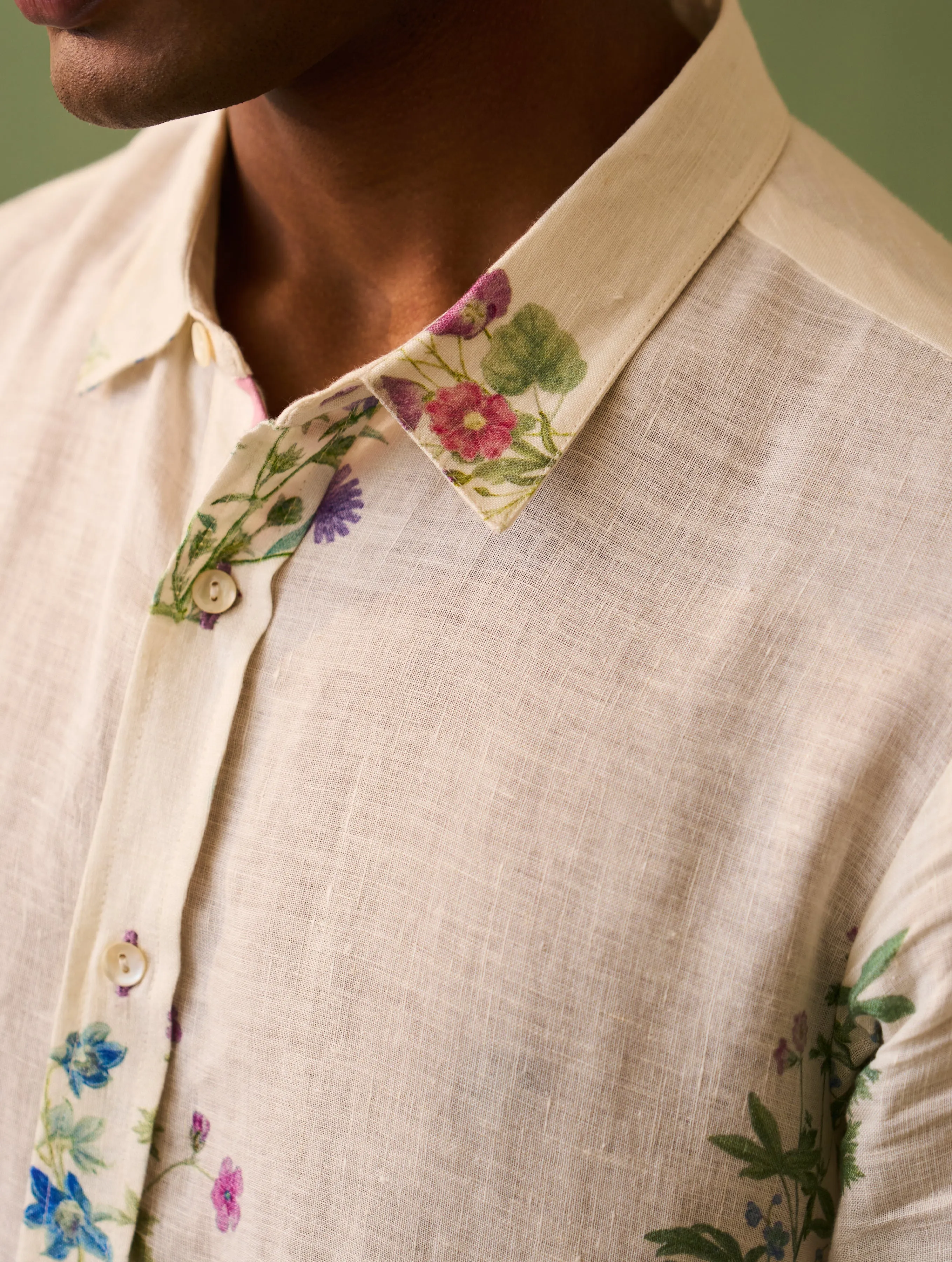 Kazu Botanical Linen Shirt - Ivory